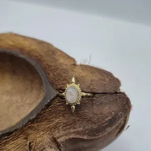 Rose Quartz Ring – Adjustable Brass Gemstone Ring for Women