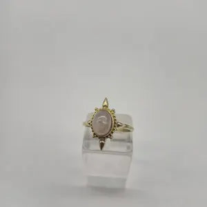 Rose Quartz Ring – Adjustable Brass Gemstone Ring for Women