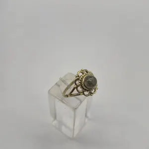 Labradorite Crystal Brass Ring