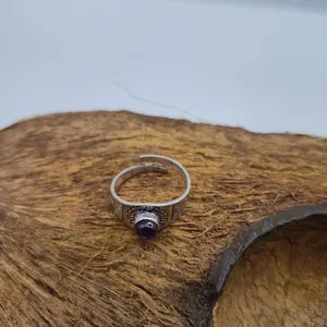 Amethyst Silver Plated Adjustable Ring for Women