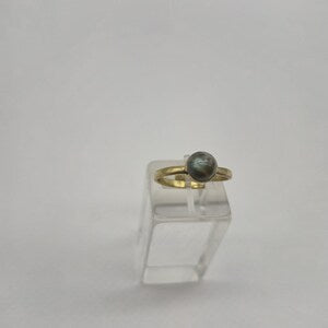 Labradorite Crystal Brass Ring