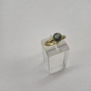 Labradorite Crystal Brass Ring