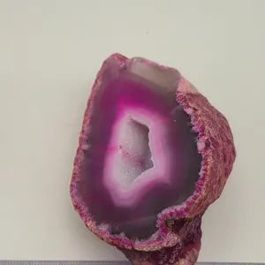 Pink  Geode Agate with Crystal Quartz Cave