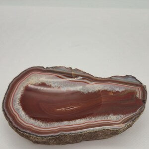 Natural Brown Agate Ashtray with Quartz - 471 gr