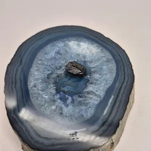 Blue Agate Ashtray with Quartz 586 gr – Natural Crystal Stone Smoking Decor