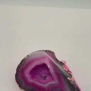 Pink  Geode Agate with Crystal Quartz Cave