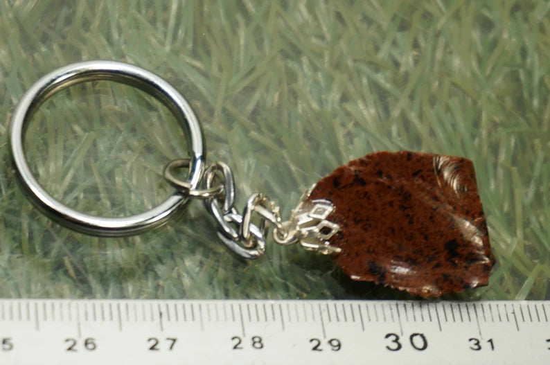 Raw Mahogany Obsidian Crystal Keychain