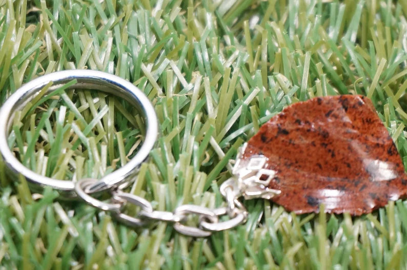 Raw Mahogany Obsidian Crystal Keychain