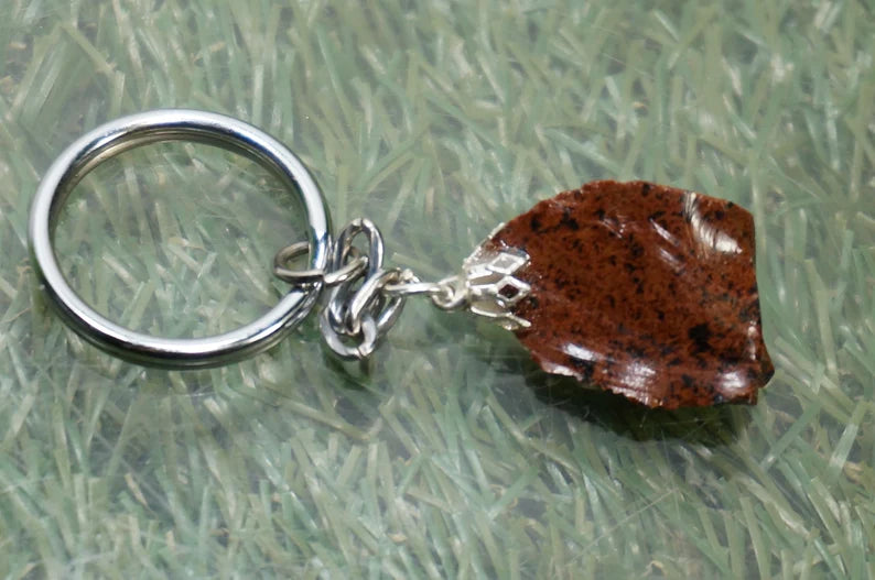 Raw Mahogany Obsidian Crystal Keychain