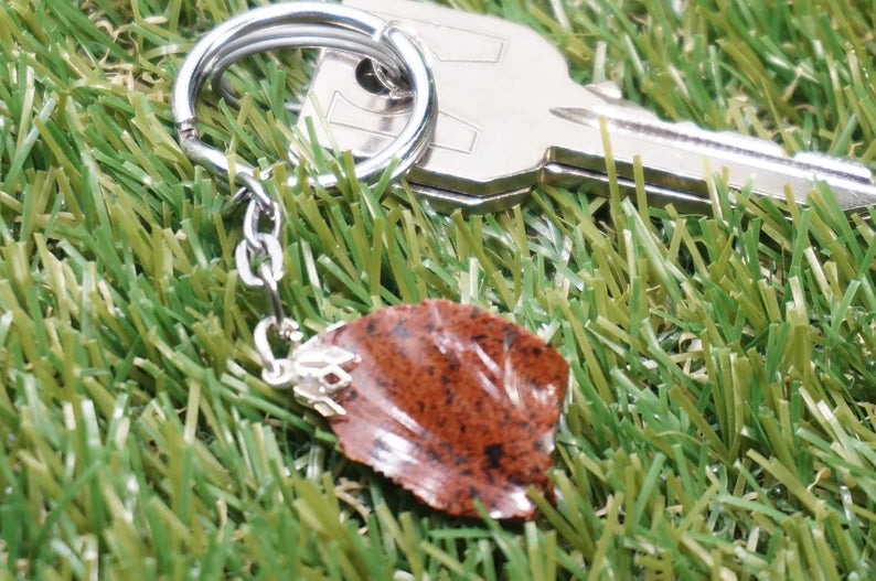 Raw Mahogany Obsidian Crystal Keychain