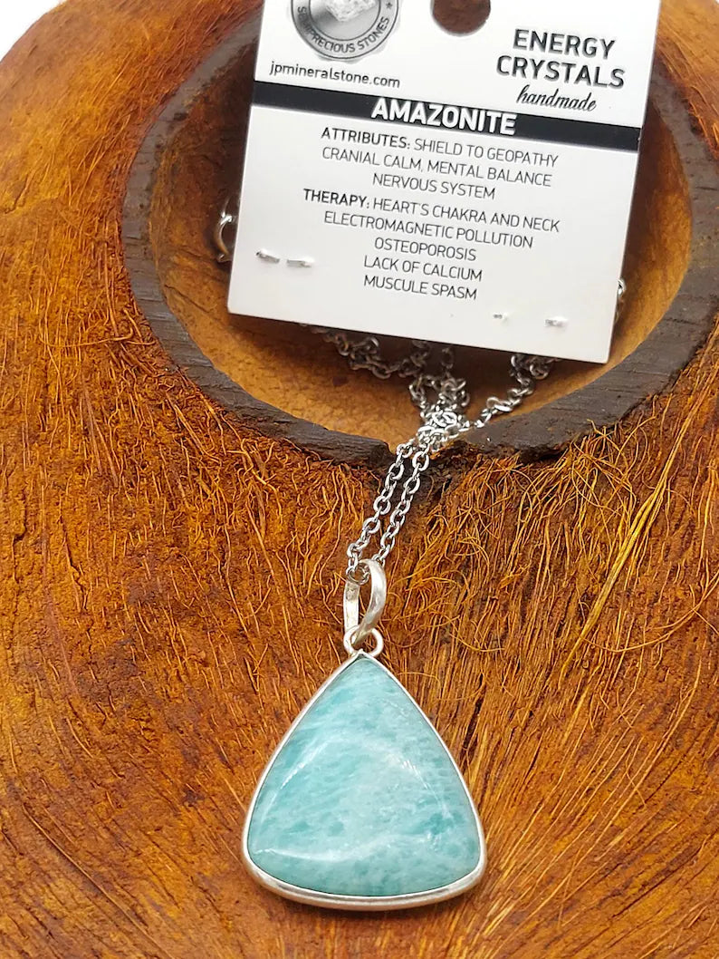 Amazonite Crystal Sterling Silver 925 Necklace