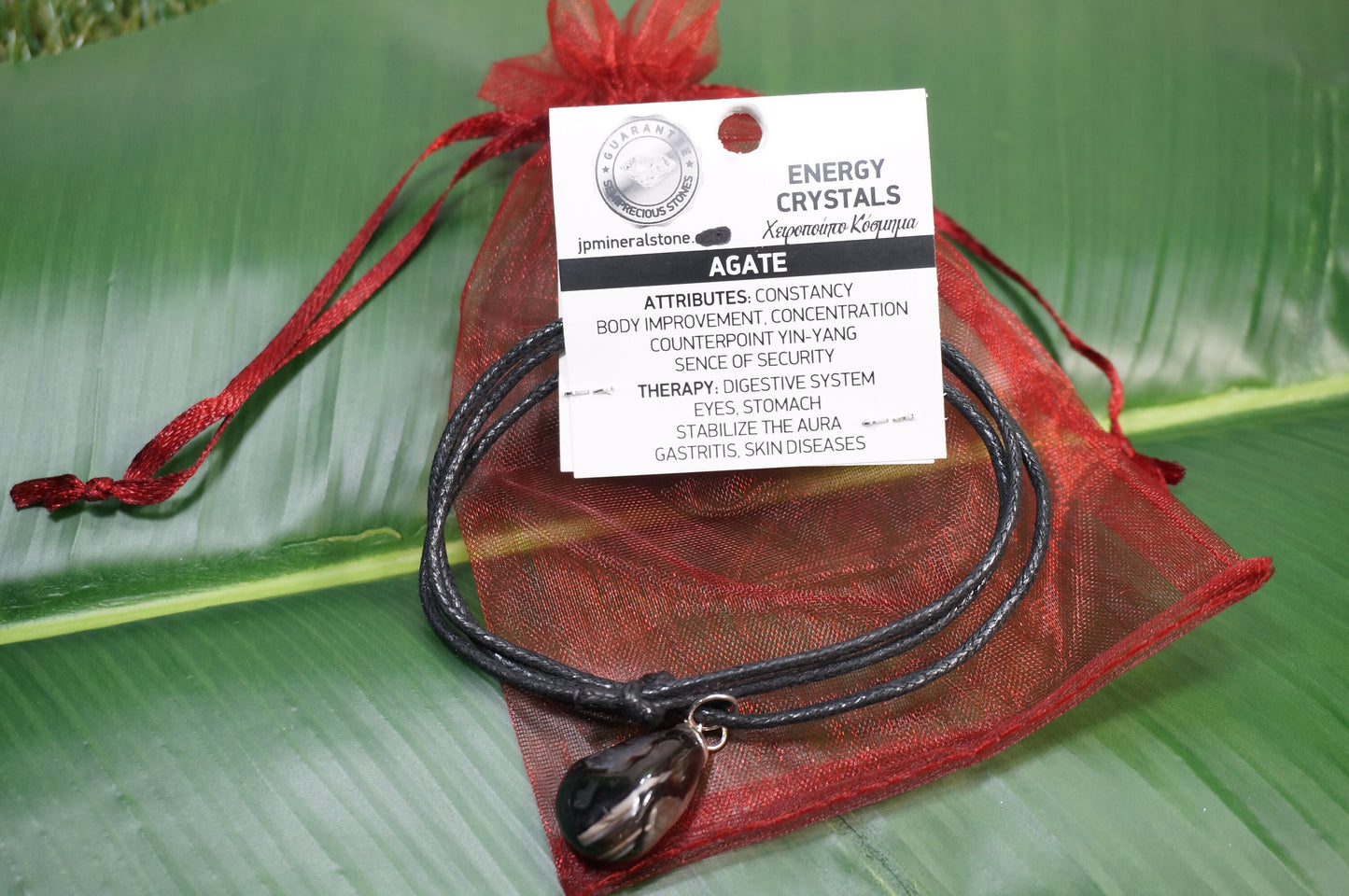 Natural Agate Black Necklace Healing Crystal Accessories Zodiac Mineral Stone