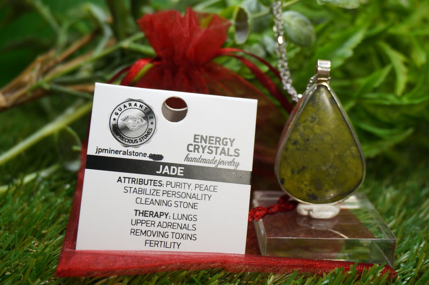 Crystal Jade Necklace Cabochon Cut Sterling Silver 925 Bezel Pendant