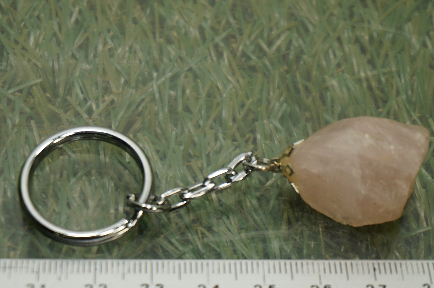 Natural Rose Quartz Crystal Keychain