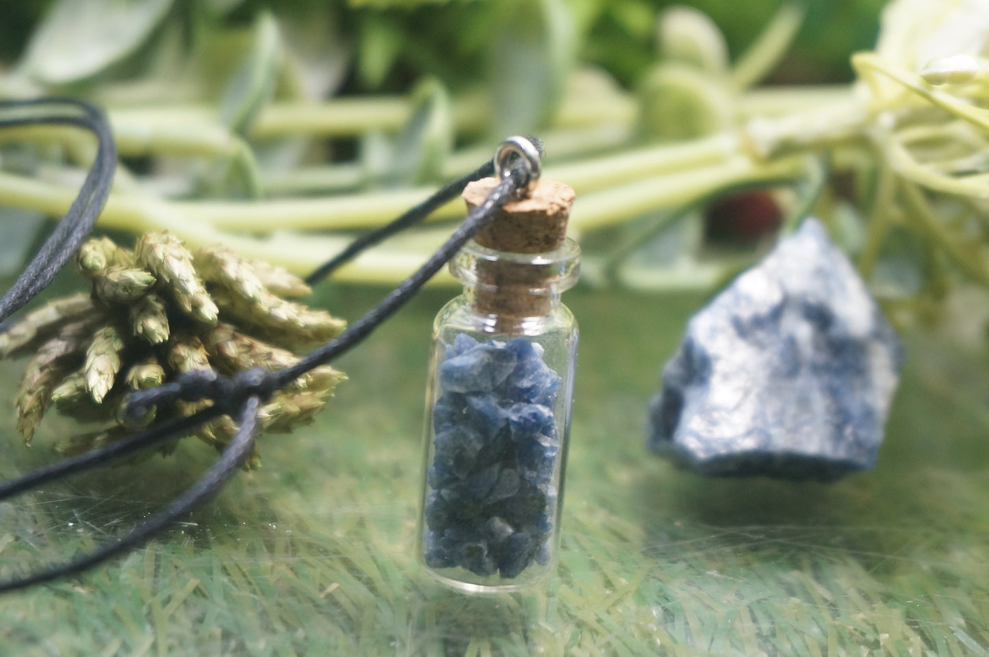 natural sodalite necklace botτle rough mineral stone birthstone blue healing therapy gift idea