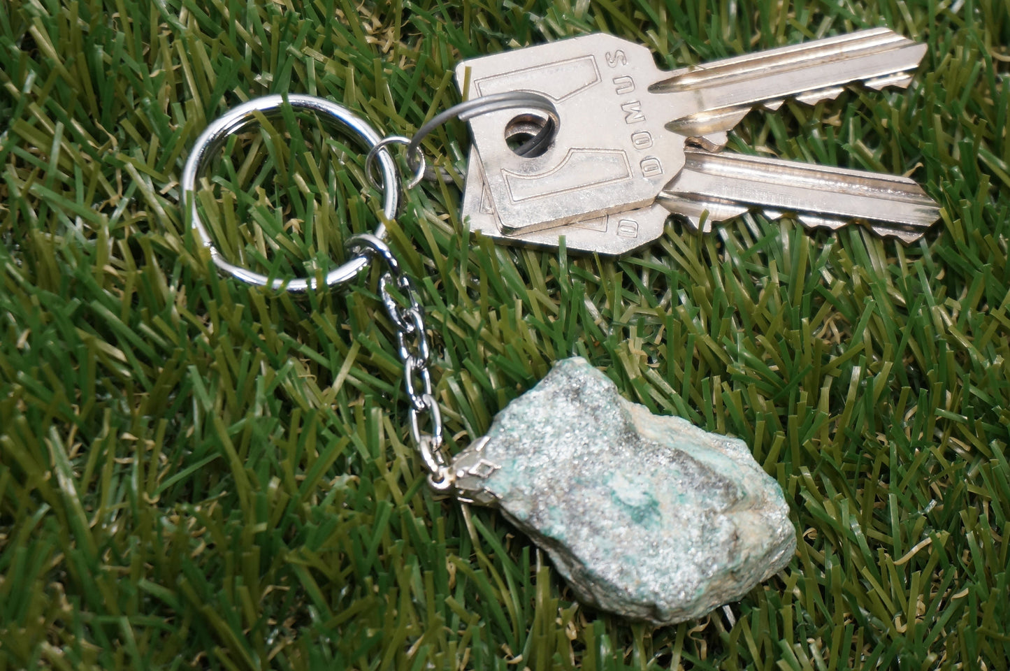 Natural Fuchsite Crystal Keychain