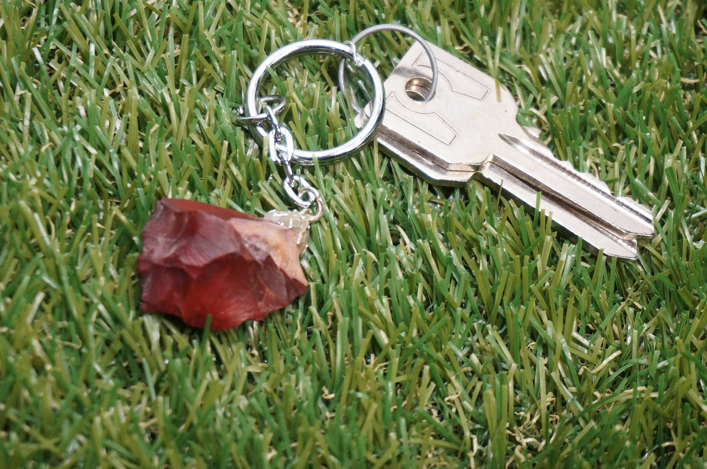Natural Red Mokaite Jasper Crystal Keychain