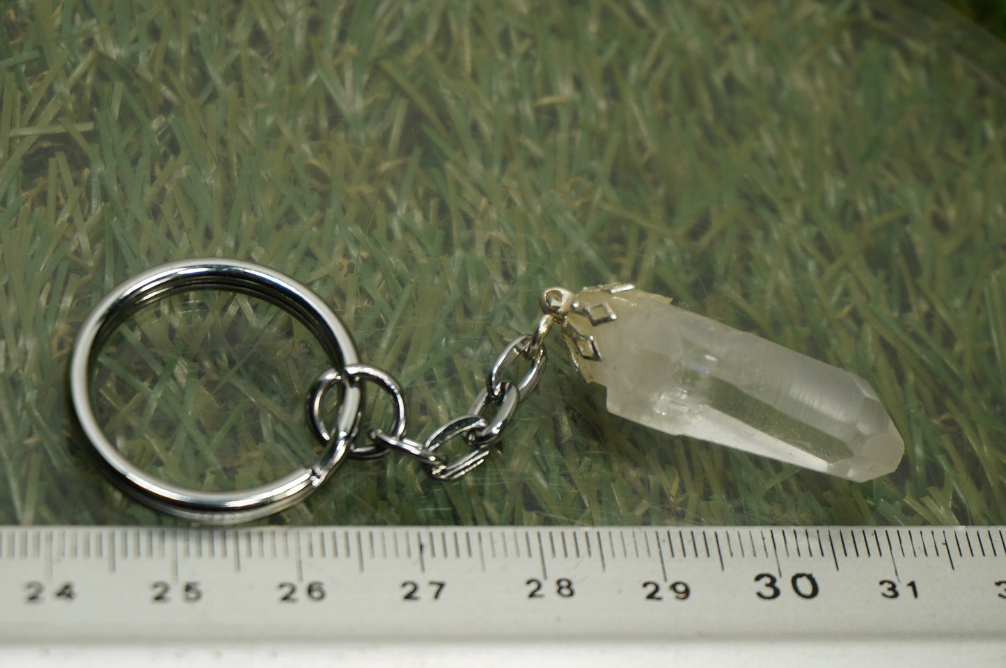 Natural Clear Quartz Crystal Point Keychain