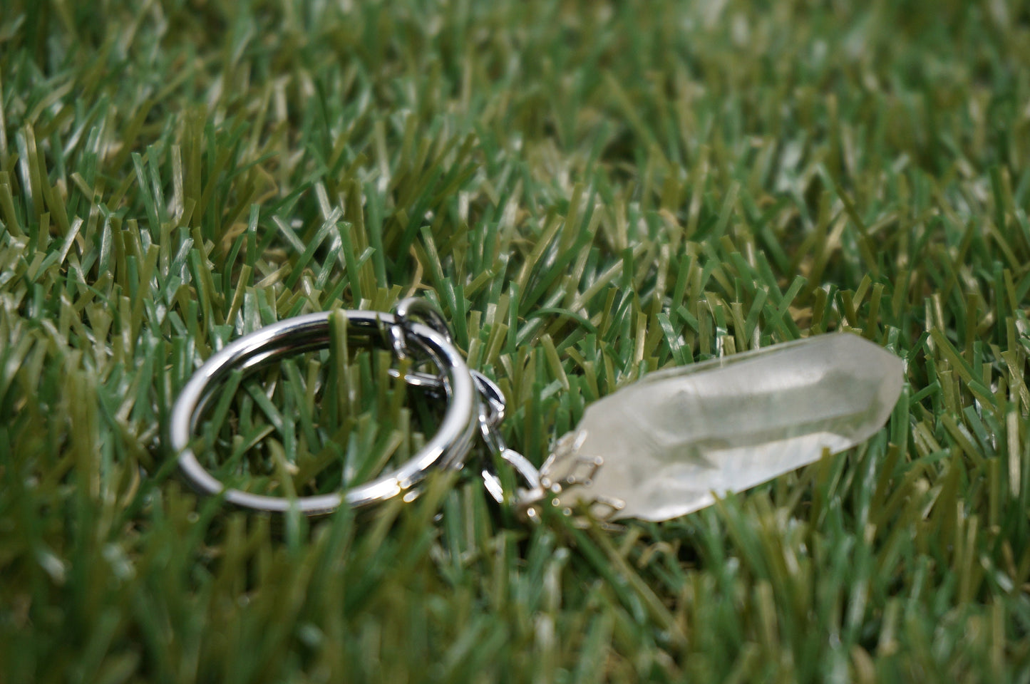Natural Clear Quartz Crystal Point Keychain