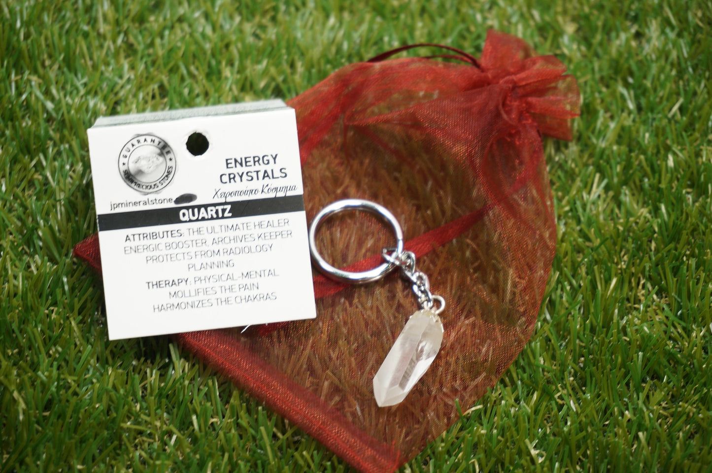 Natural Clear Quartz Crystal Point Keychain