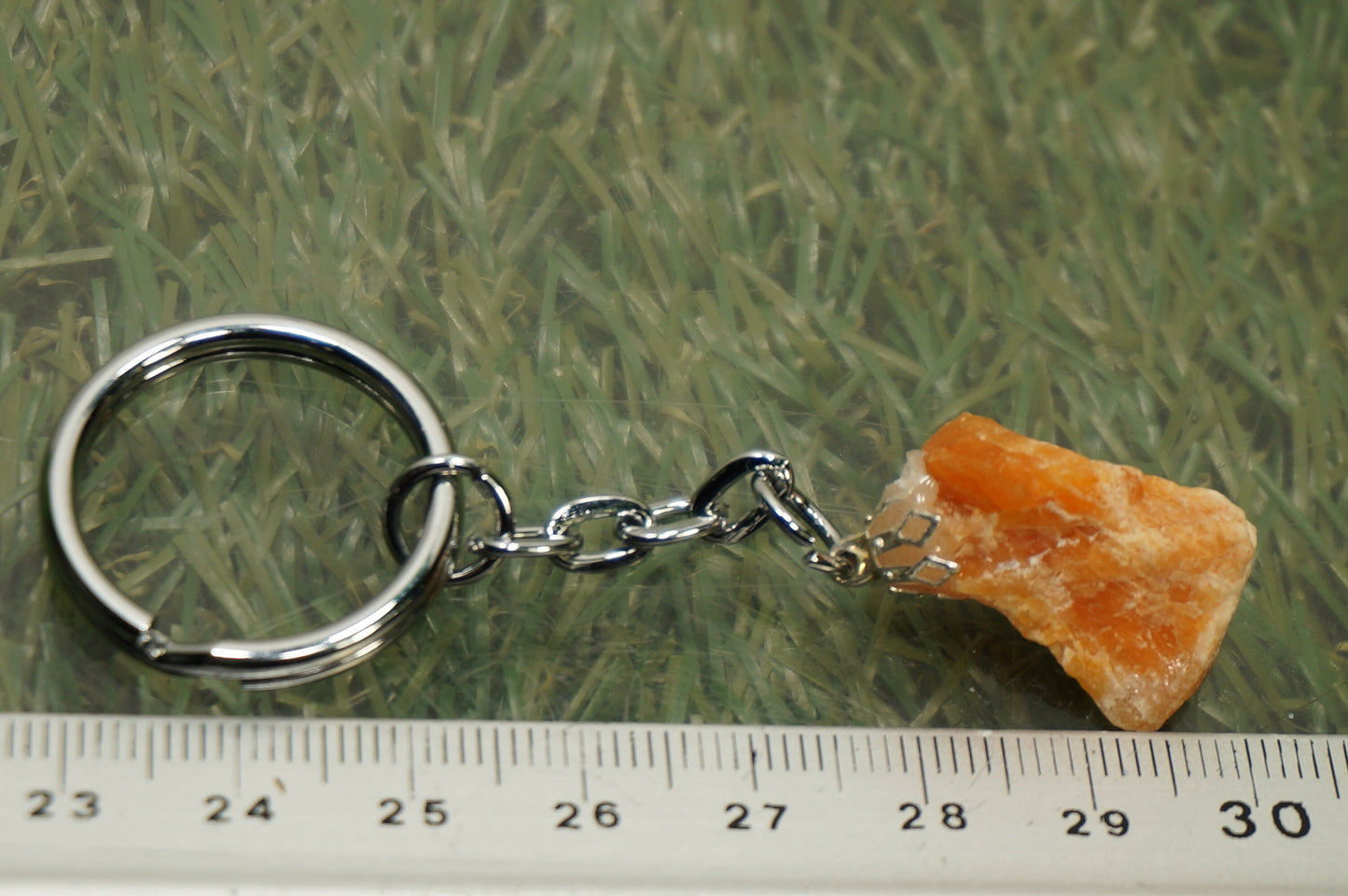 Natural Orange Calcite Crystal Keychain