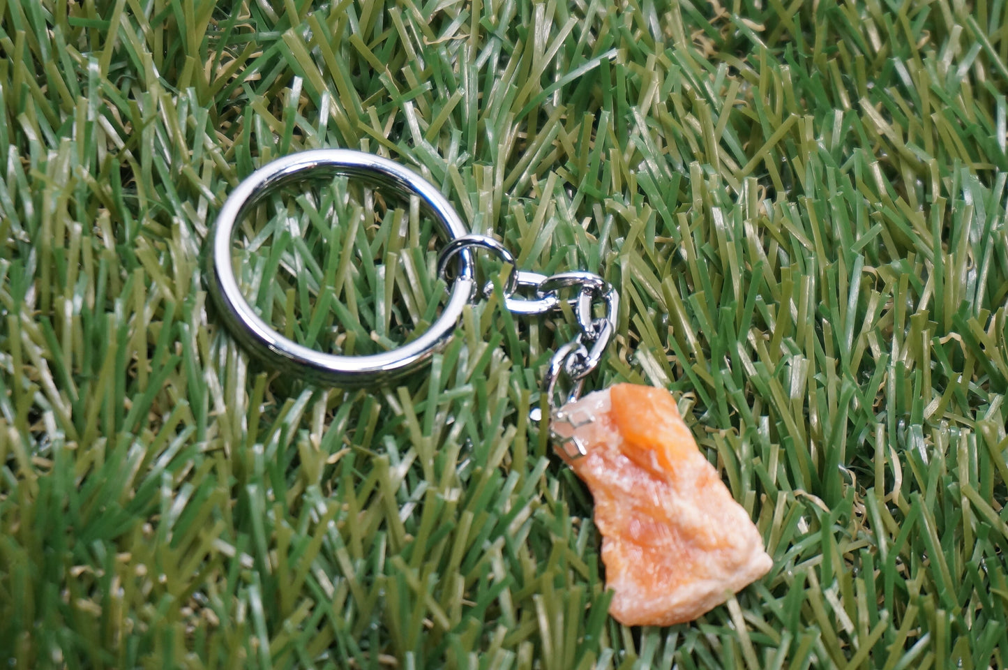 Natural Orange Calcite Crystal Keychain