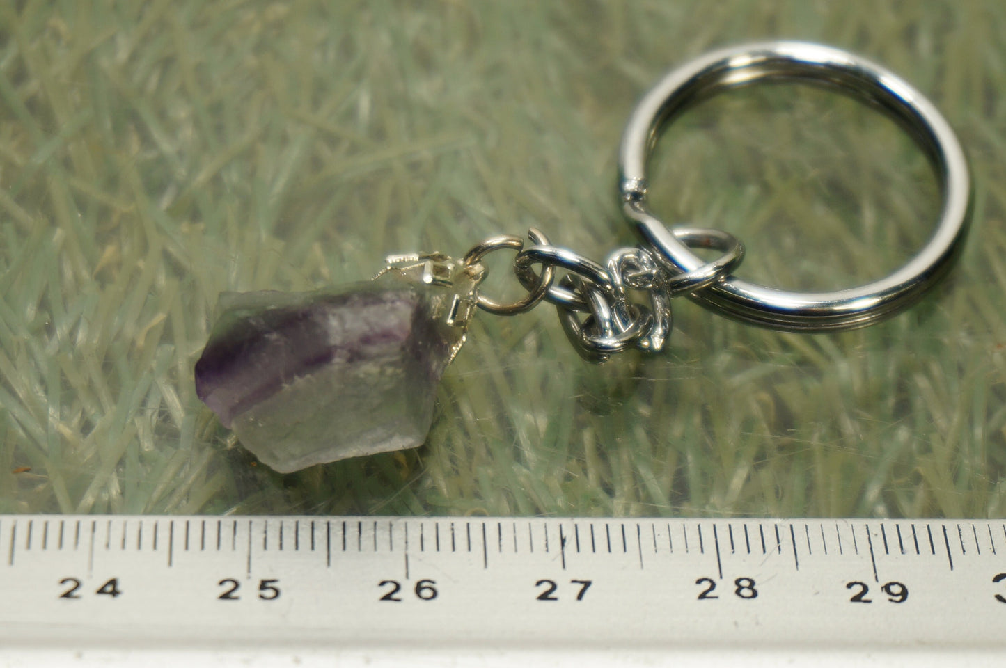 Natural Rainbow Fluorite Crystal Keychain