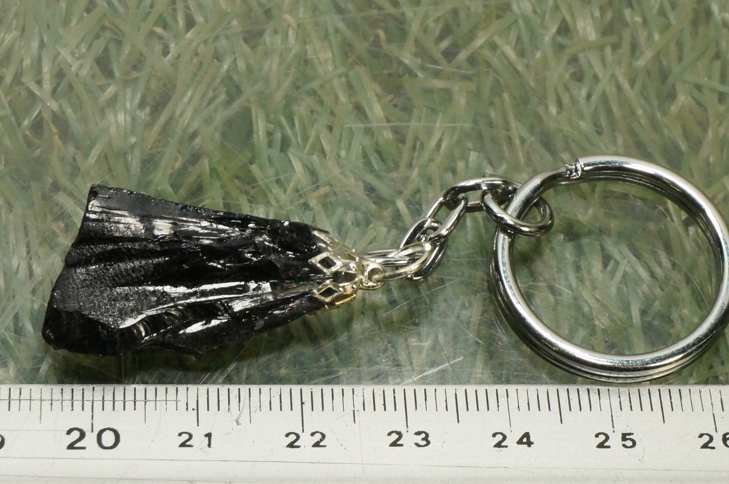 Natural Black Obsidian Crystal Keychain