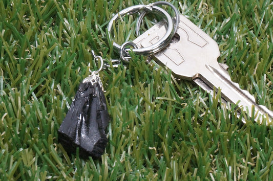 Natural Black Obsidian Crystal Keychain