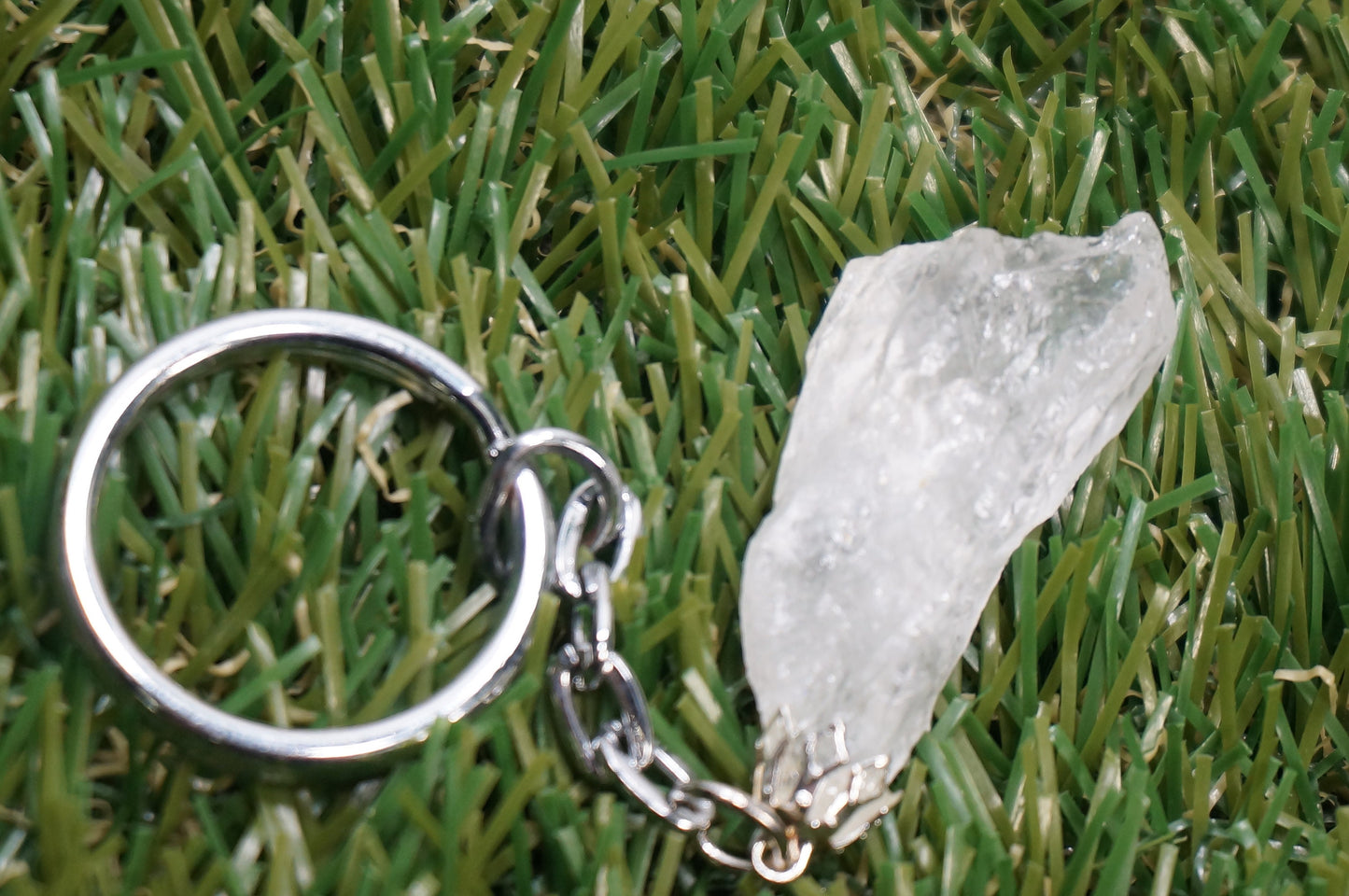 Natural Clear Quartz Crystal Keychain