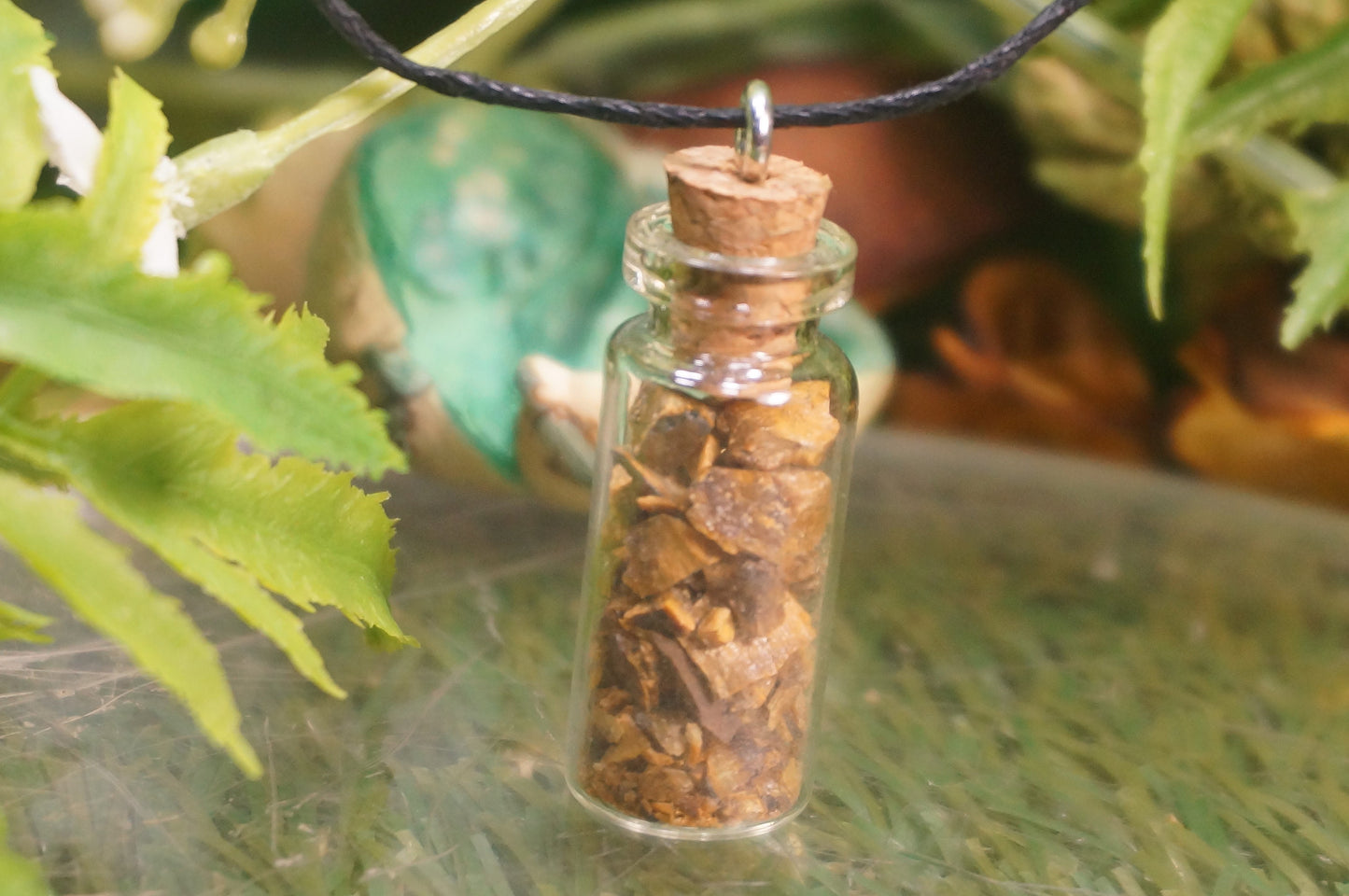 Natural Tiger's Eye Necklace Botτle Rough Mineral Stone Birthstone Brown Healing Therapy Gift Idea