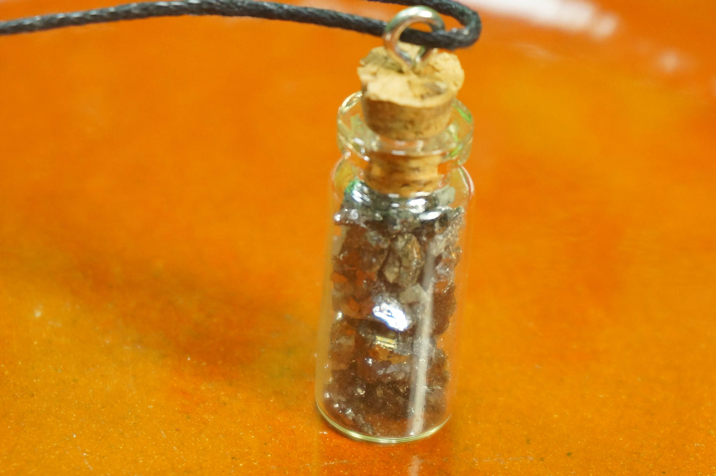 Natural Galena Necklace Botτle Rough Mineral Stone Birthstone Healing Therapy Gift Idea