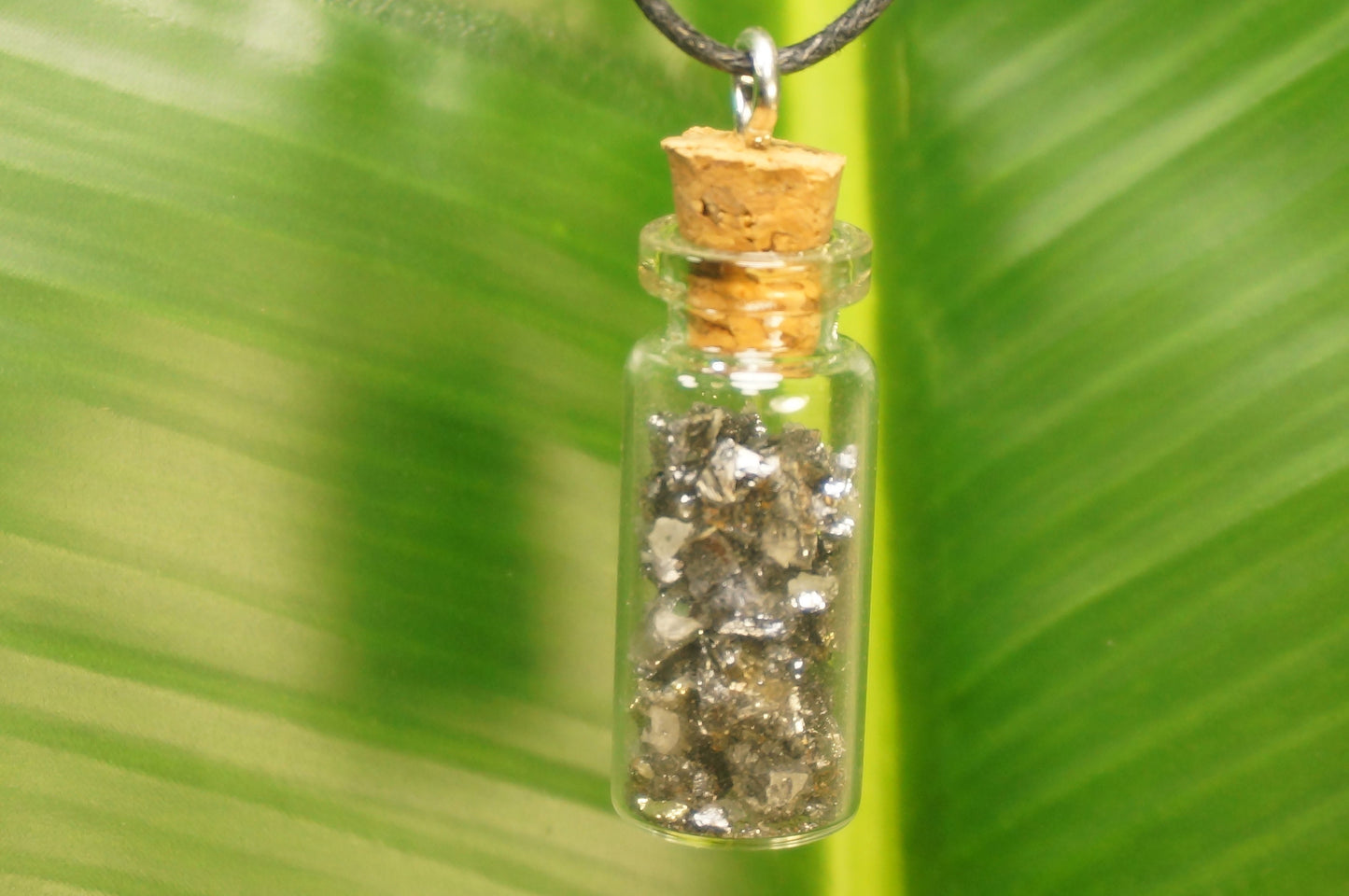 Natural Galena Necklace Botτle Rough Mineral Stone Birthstone Healing Therapy Gift Idea