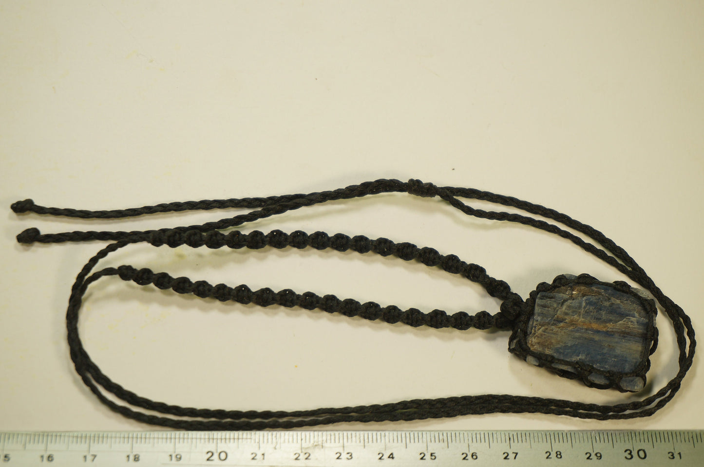 Natural Kyanite Rough Blue Blade Makrame Crystal Necklace Mineral Healing Wrapped Stone