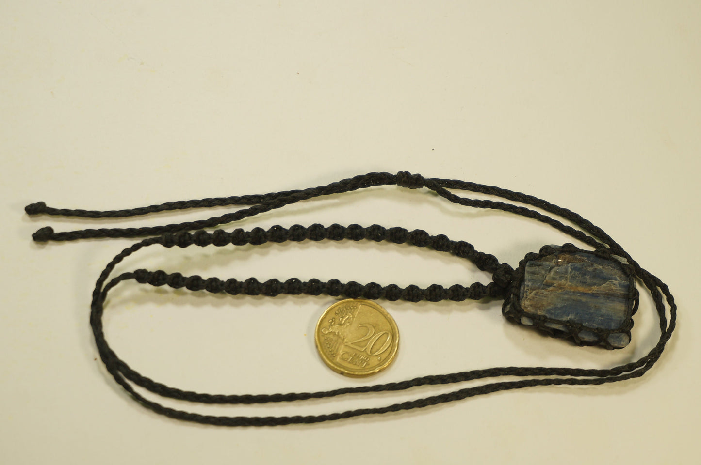 Natural Kyanite Rough Blue Blade Makrame Crystal Necklace Mineral Healing Wrapped Stone