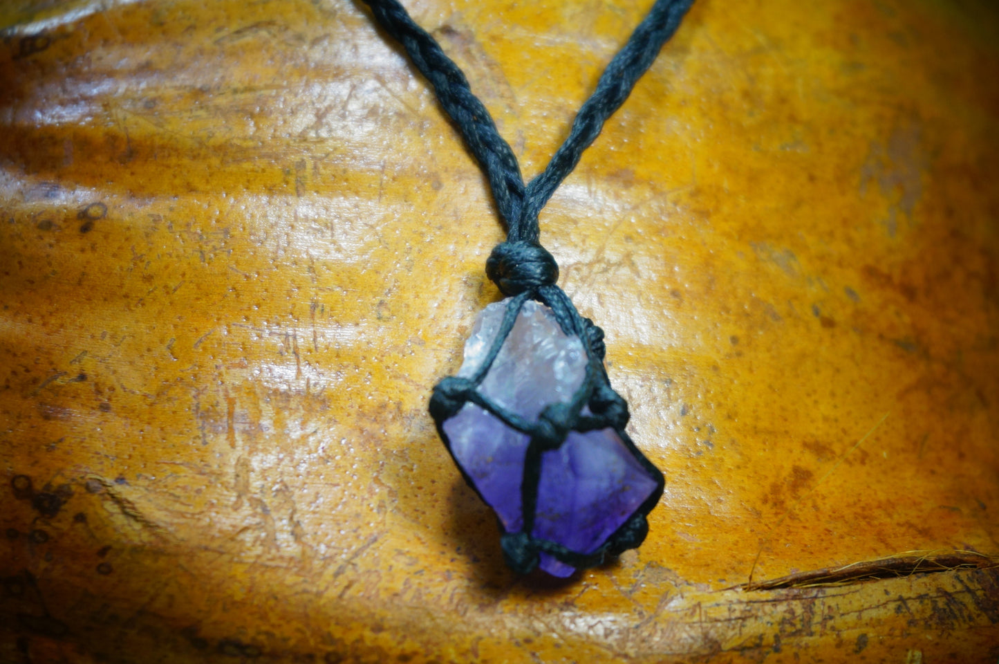 Natural Point Amethyst Crystal Makrame Wrapped Necklace Purple Gem Rough Mineral Healing Protection Stone Birthstone