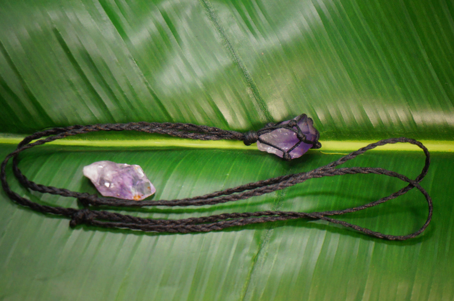 Natural Point Amethyst Crystal Makrame Wrapped Necklace Purple Gem Rough Mineral Healing Protection Stone Birthstone