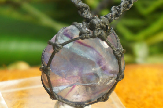 Fluorite multicolour-Cabochon-wrapped-Semiprecious stone-Handmade-Healing-Jewelry-Hippie style-Gift
