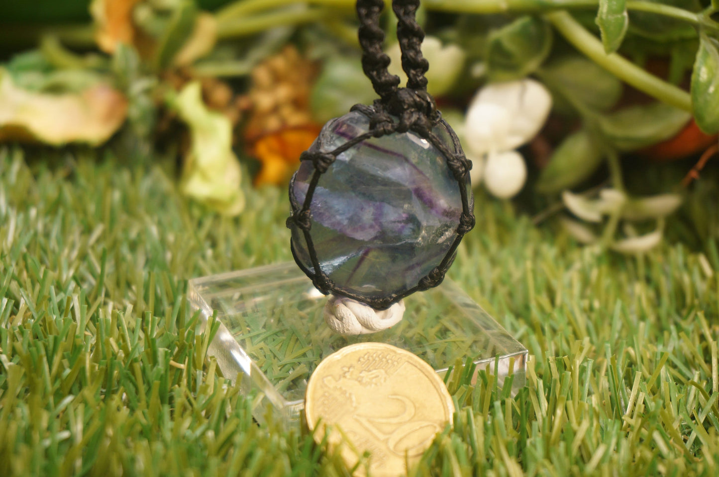 Fluorite multicolour-Cabochon-wrapped-Semiprecious stone-Handmade-Healing-Jewelry-Hippie style-Gift