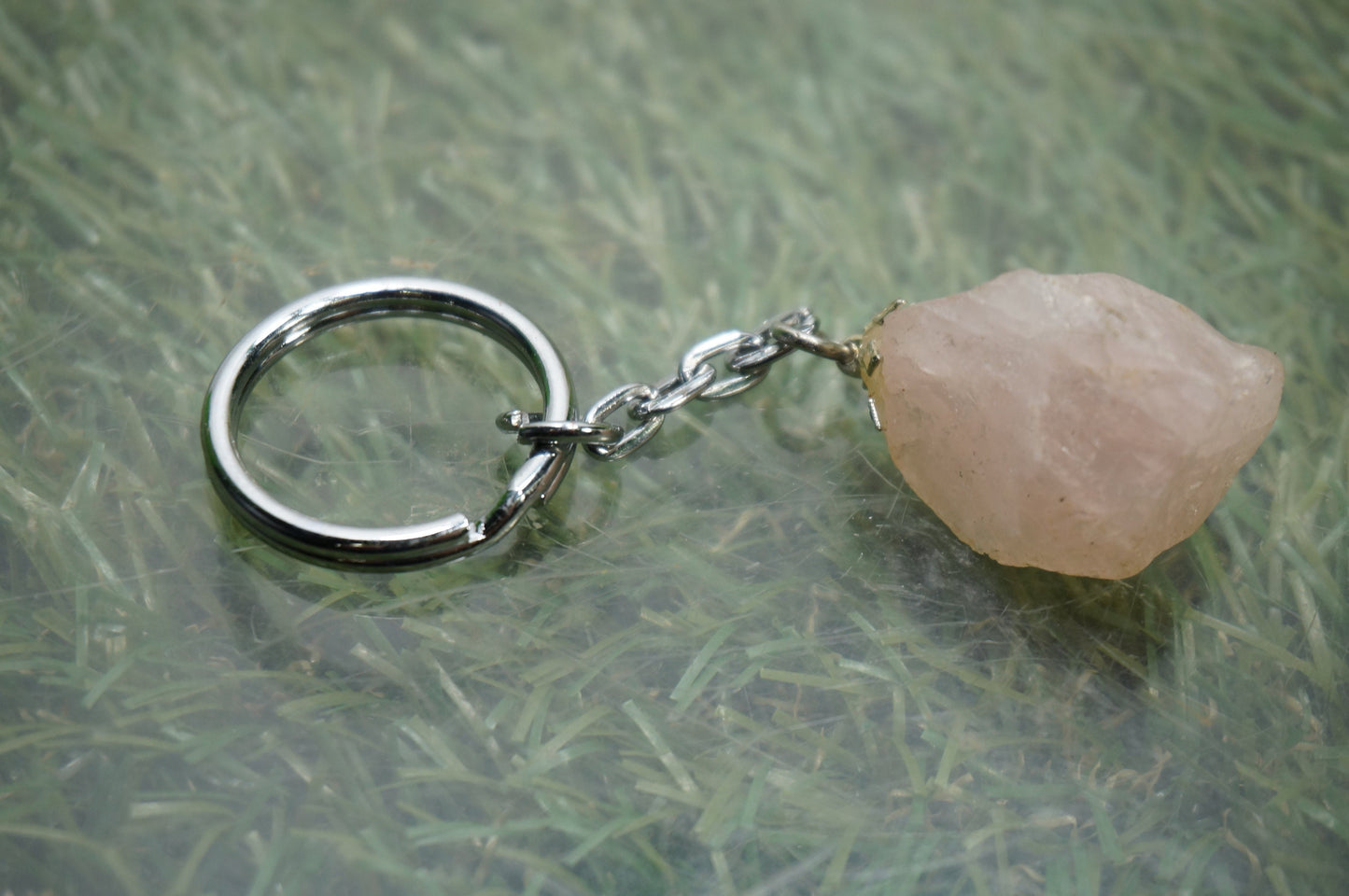 Natural Rose Quartz Crystal Keychain