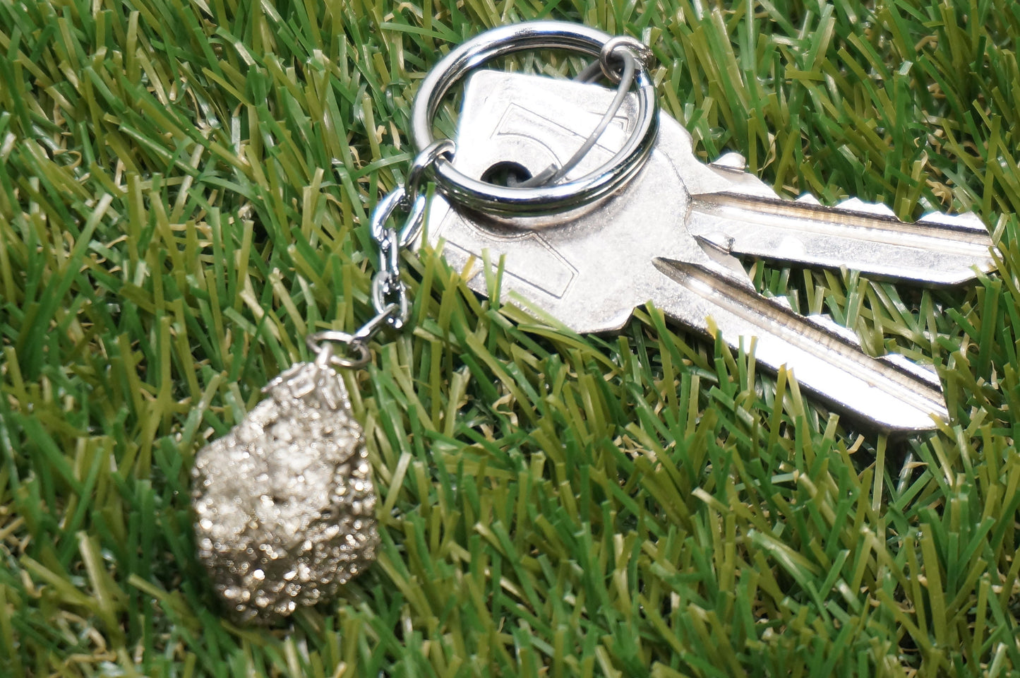 Natural Pyrite Crystal Keychain
