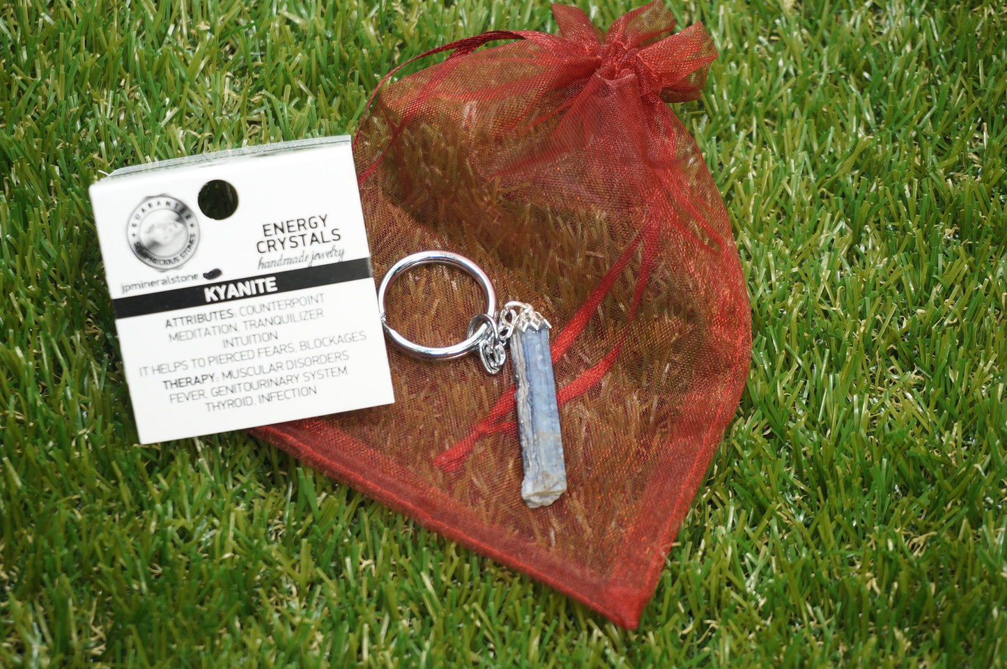 Natural Blue Kyanite Crystal Keychain