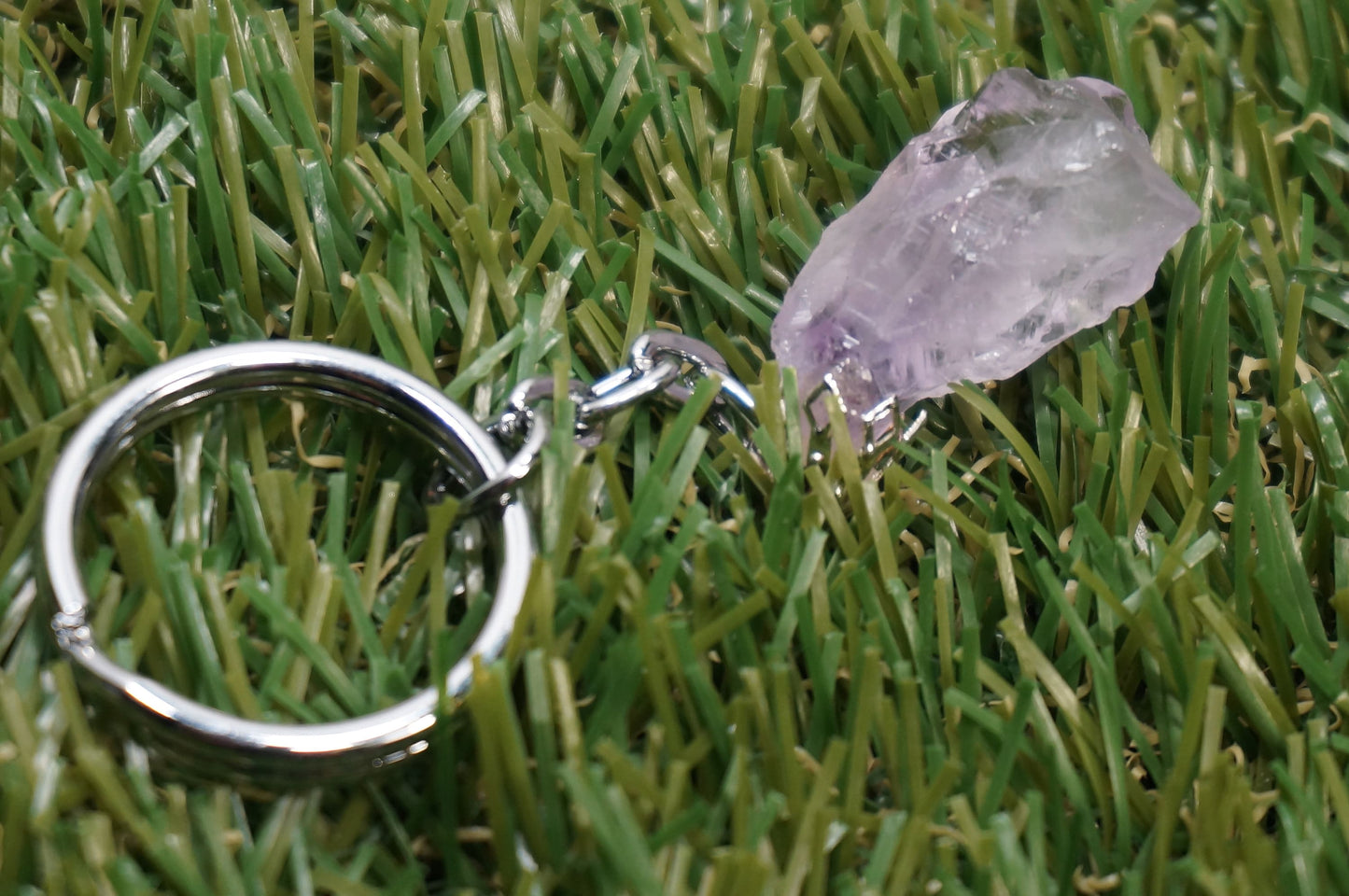 Natural Amethyst Crystal Keychain