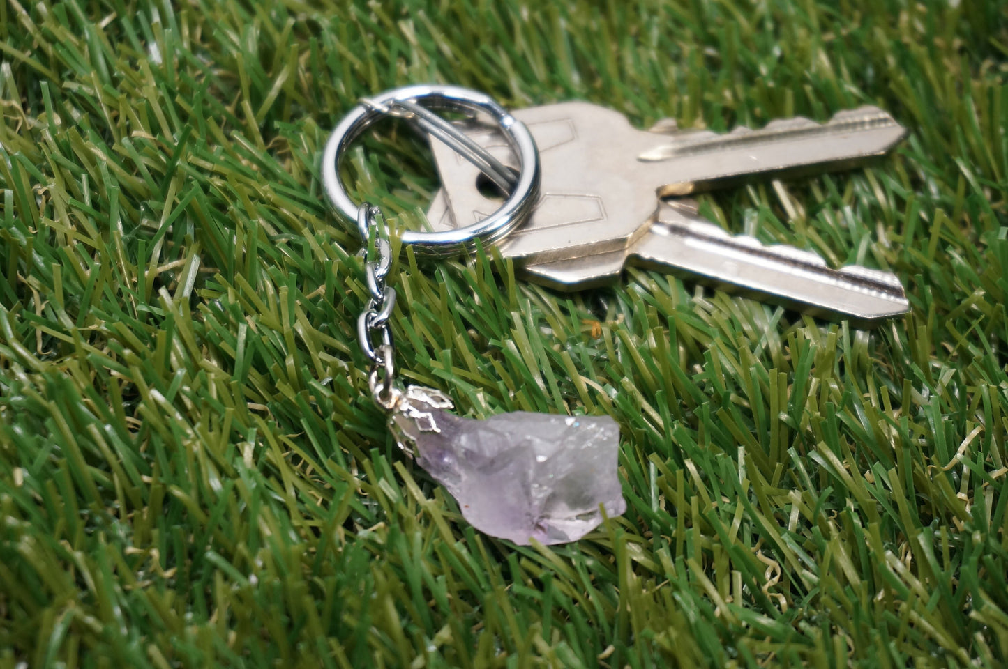 Natural Amethyst Crystal Keychain