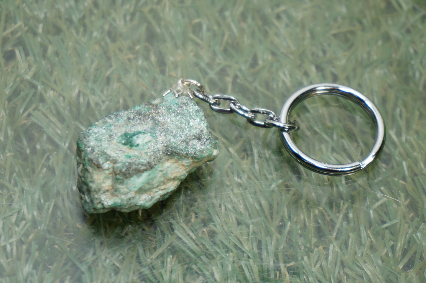 Natural Fuchsite Crystal Keychain