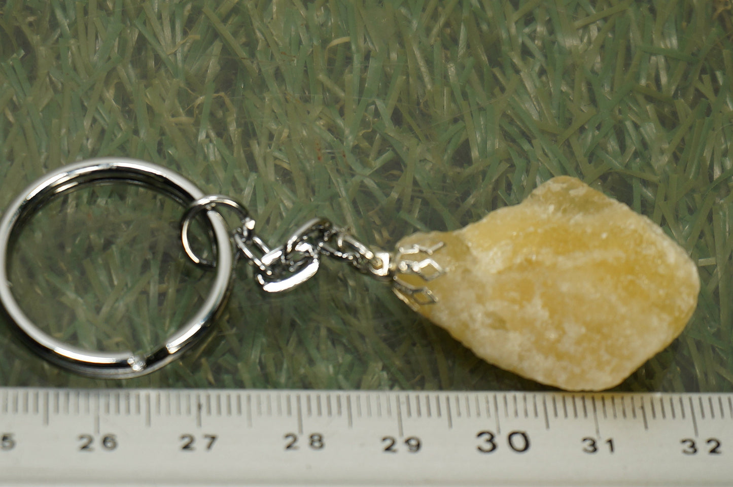 Natural Yellow Calcite Crystal Keychain