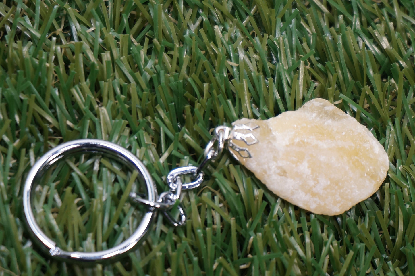 Natural Yellow Calcite Crystal Keychain