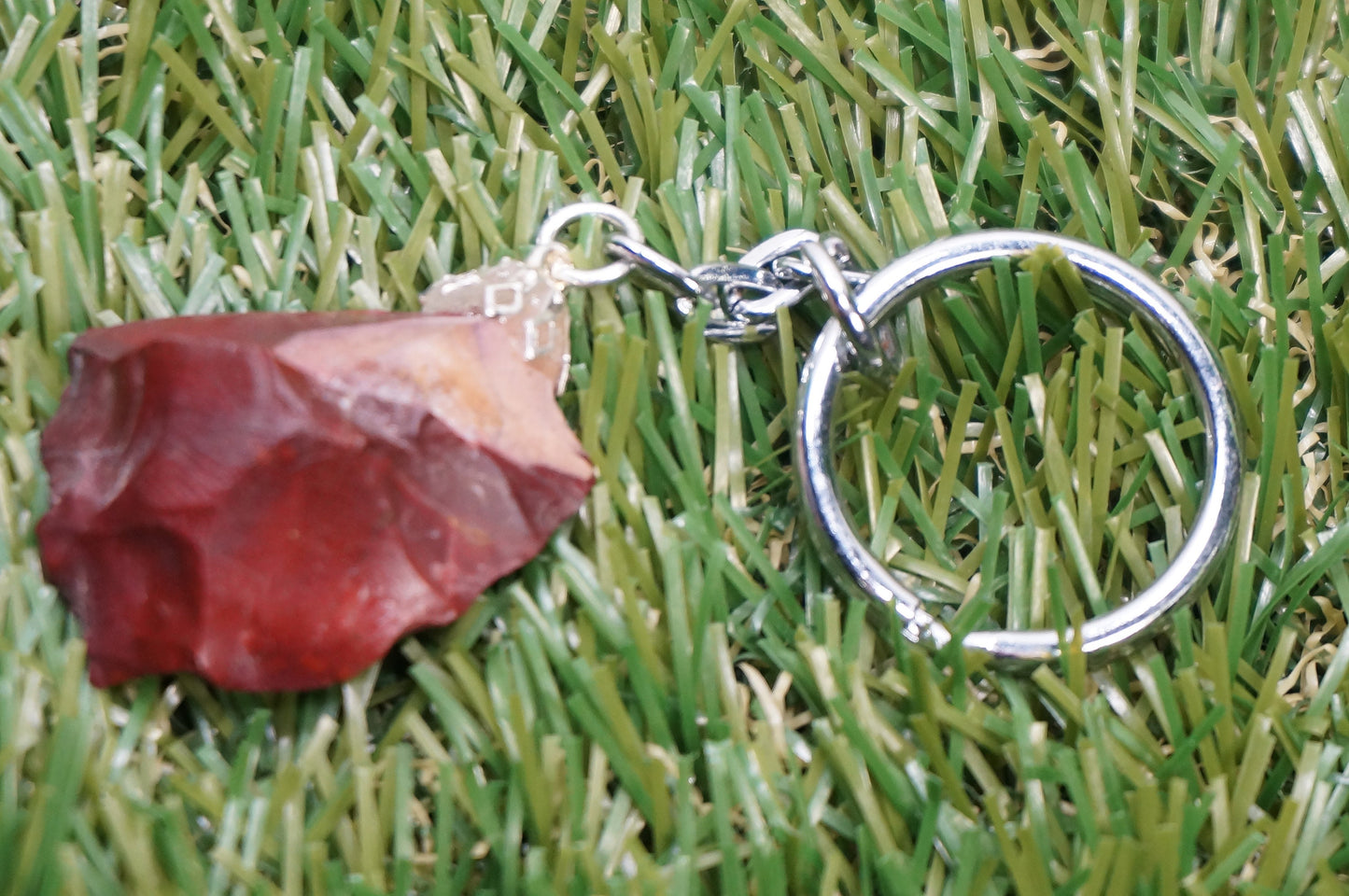 Natural Red Mokaite Jasper Crystal Keychain