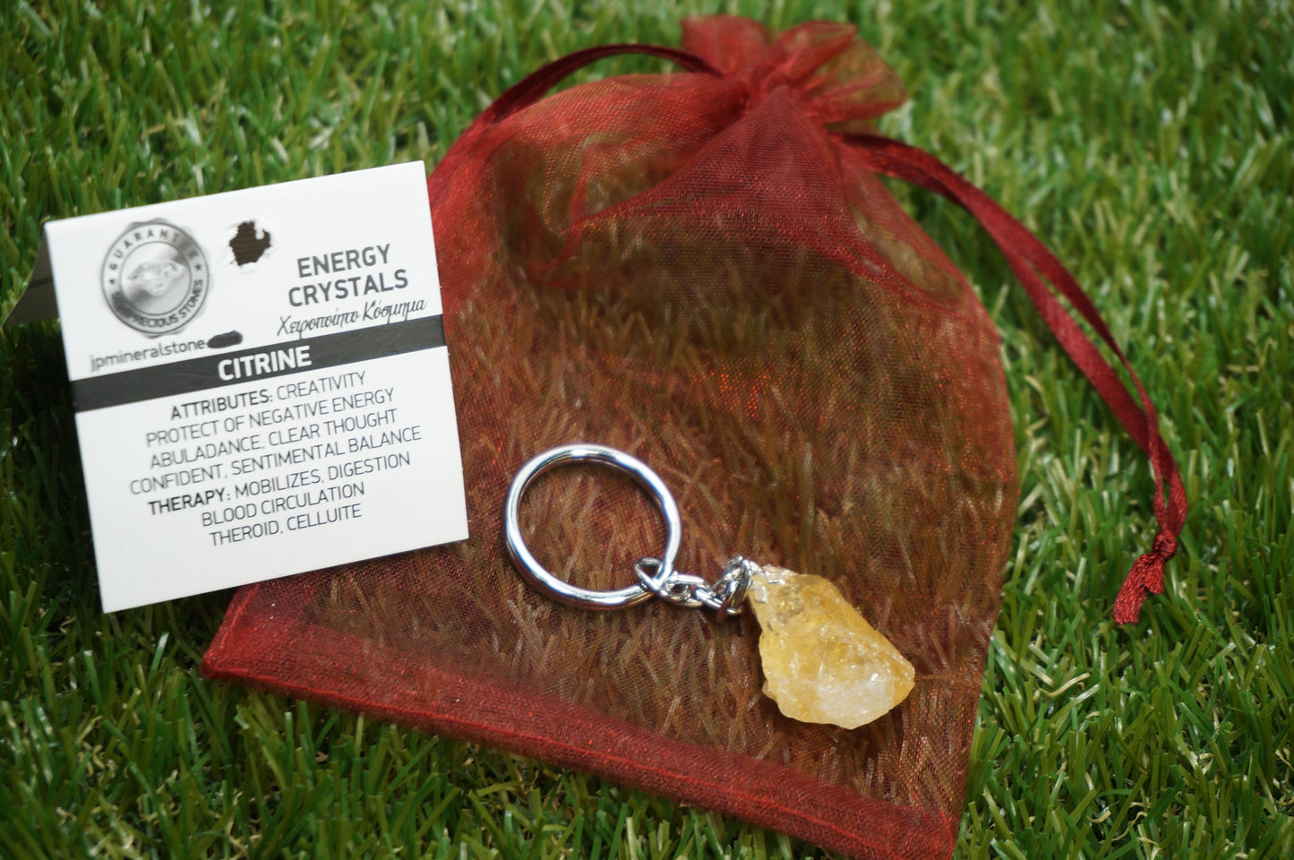 Natural Citrine Crystal Keychain