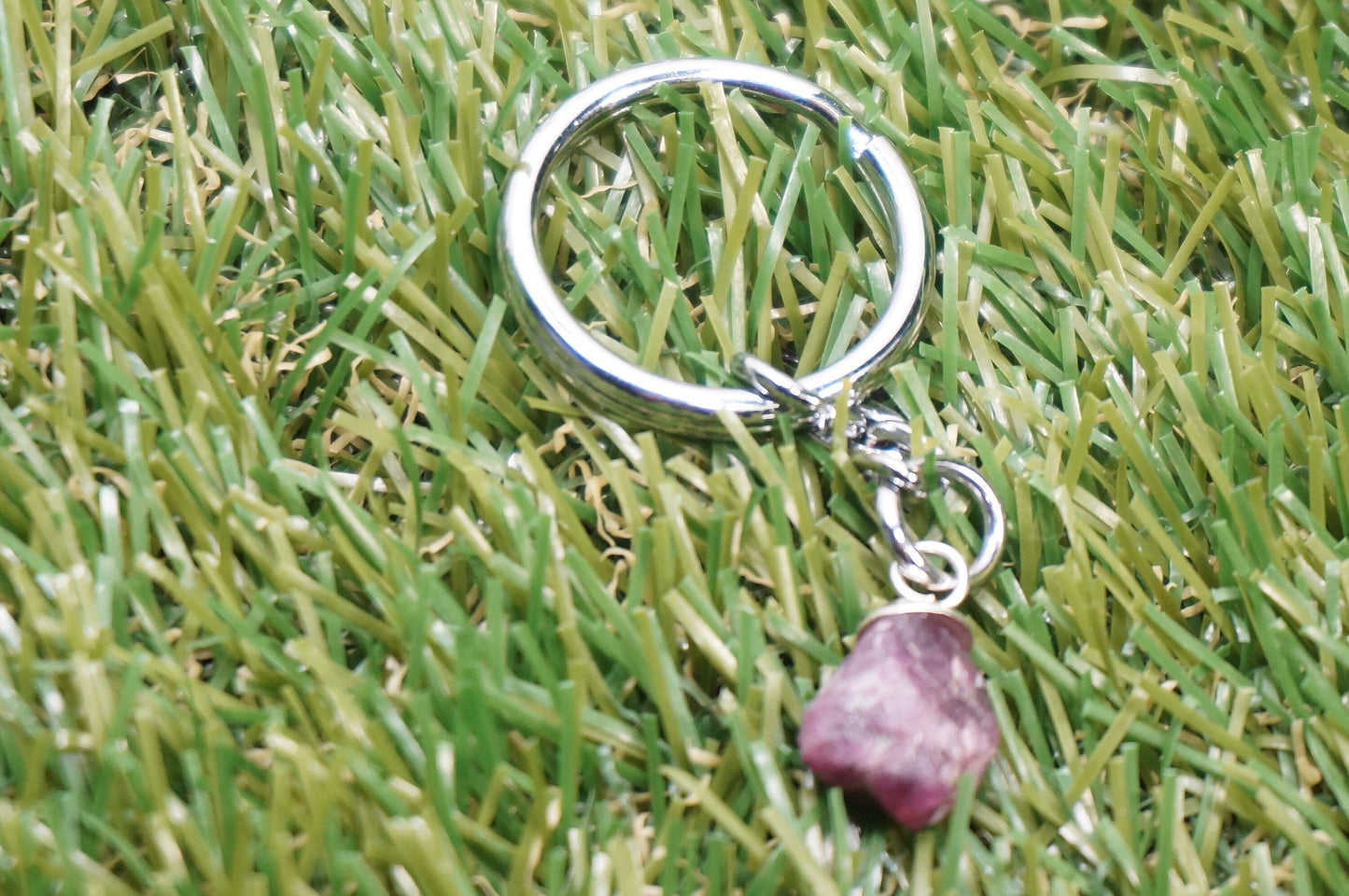 Natural Lepidolite with Pink Tourmaline Crystal Keychain